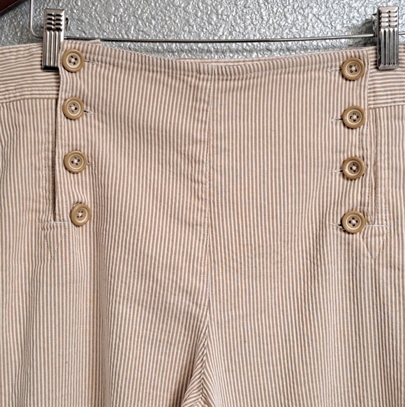 Larry Levine Stretch Striped Sailor Cropped Pants Size 16 - Picture 2 of 4